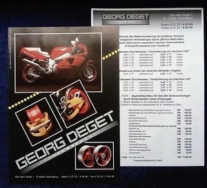 Georg Deget Motorradtechnik Prospekt 2 Seiten + Preisliste - Bild 1 von 1