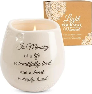 Light Your Way Memorial 19178 Beautifully Lived Ceramic Soy Wax Candle - Picture 1 of 2