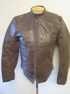 Vintage Brooks Cafe Racer Leather Motorcycle Biker Jacket S 36" Euro 46 - Brown - Picture 1 of 11
