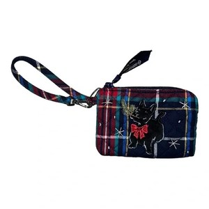 Vera Bradley Scottie Dog Clip & Zip Mini Pouch Plaid Holiday Christmas Wallet