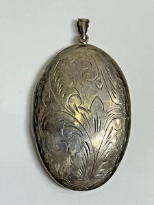 VTG Sterling Silver Art Deco Style Engraved Floral Locket Pendant Large 2.5" 26g - Picture 1 of 12