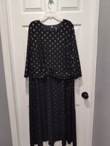 Tommy Hilfiger Women's Midi Long Sleeve Metallic Dress Ruched Waist Sz 18W $118 - Picture 1 of 5