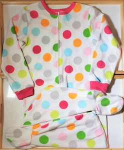 Carters Girls 5 T Fleece Blanket Sleeper Multi Color Polka Dot Zip Up Pajamas - Picture 1 of 4