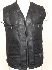 CHALECO CHAQUETA CHALECO NEGRO 100% REAL PIEL DE OVEJA PIEL DE CORDERO PIEL DE HOMBRE S-6XL - Imagen 1 de 7