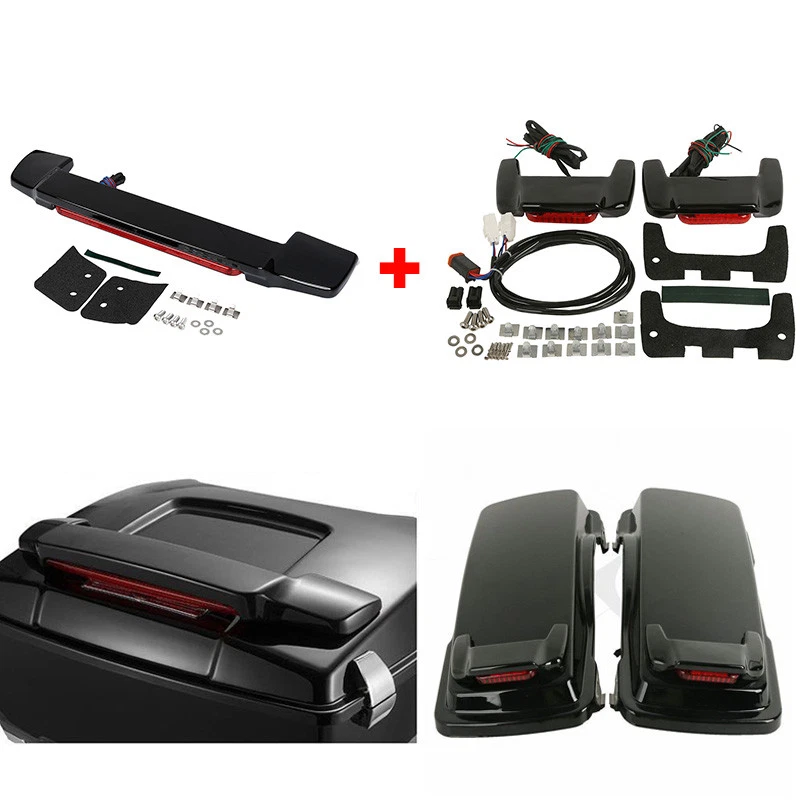 Alforjas de luz de freno de maletero tapas alerones aptos para Harley Touring Touring 97-13 Foto 1 de 4