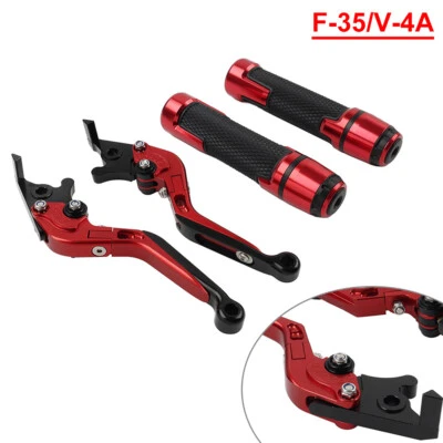 Red Extendable Brake Clutch Levers Handlebar Grip Set For Suzuki GSXR1000 R - Image 1 of 4