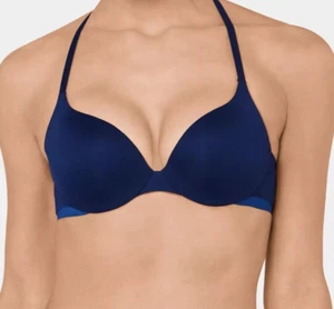 Sloggi Wow Breeze WHPM Plunge Bra Size 32D Navy 10163081 - Picture 1 of 2