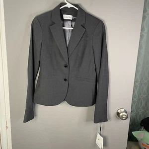 Chaqueta Blazer Calvin Klein Mujer 0 Gris Dos Botones Negocios Profesional Nuevo con Etiquetas - Imagen 1 de 12
