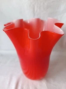 VINTAGE ORANGE TASCHENTUCHVASE MULE SOUS LA BASE BIANCONI VENINI MURANO? H.23.5CM - Bild 1 von 7