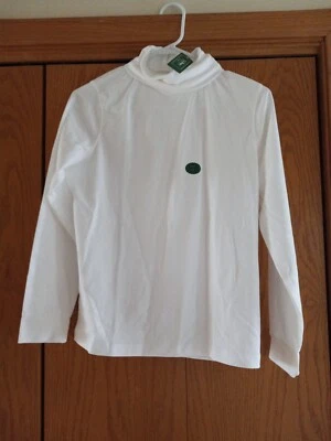 LL Bean Mujer Cuello Simulado Cuello Tortuga Manga Larga Pullover Camisa Blanca Talla PM NUEVO Foto 1 de 3