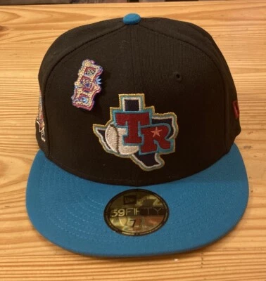 Sombrero parche estadio Texas Rangers Arlington New Era 59fifty NUEVA gorra con pin 7 3/8 Foto 1 de 4