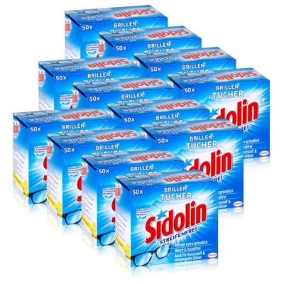 Sidolin Brillen Putztücher 50 stk. Tücher - Reinigt extra gründlich (12er Pack)