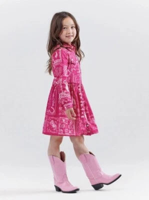 WRANGLER BARBIE Girls Bandana Western Shirt Dress SMALL (WORE ONCE) - Image 1 of 4