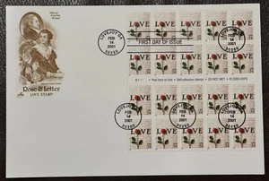 #3497a FDC Artcraft "LOVE-Rose & Letter" Booklet Pane 34 cents, complete - Picture 1 of 2