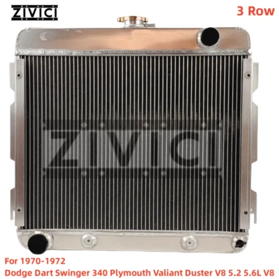 Radiador de 3 filas para Dodge Dart Swinger 340 Plymouth Valiant Duster 1970-1972 71 Foto 1 de 4