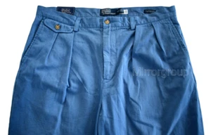 NEW POLO RALPH LAUREN Blue Cotton Relaxed Fit THE WHITMAN CHINO Pants Trouser 36 - Picture 1 of 14