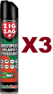 3 PZ INSETTICIDA ZIG ZAG MULTIPLUS VOLANTI E STRISCIANTI 4IN1 SPAZIOTEMPO 500ML - Foto 1 di 2
