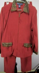 SUSAN GRAVER ANZUG REISSVERSCHLUSS JACKE ELASTISCHER BUND HOSE DAMEN GR. M ROST - Bild 1 von 8