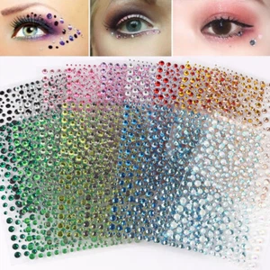 Crystal Gems Bling Eye Face Stickers Makeup Rhinestones Tattoo DIY Decorations - Picture 1 of 42