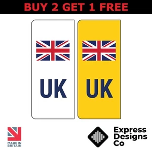 2 UK number Plate Stickers for EU Europe - Road Legal Car Badge - Picture 1 of 2
