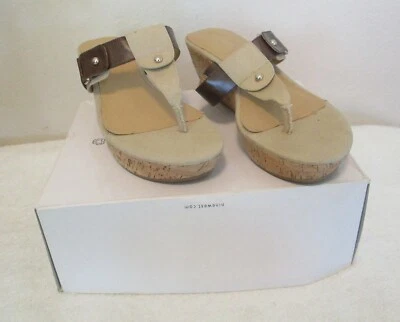 NIB Nine West Hendina Womens Wedge Thong Sandals 9.5 Med Brown/Natural MSRP$60 - Image 1 of 4