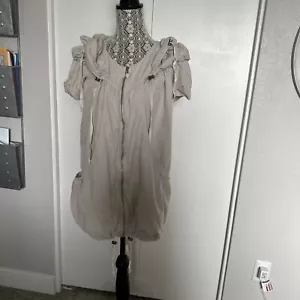 SIZE 36 Small TUNIC BY ANIMALE Light GREY FLIRTY! Hooded Lagenlook - Picture 1 of 7