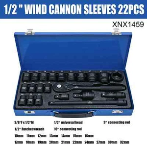 22 Piece Ratchet Wrench Set, Air Cannon Socket Set Auto Repair Tool Kit10mm-32mm - Picture 1 of 11