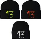 Unlucky 13 Beanie Hat Embroidered Gothic Horror Halloween
