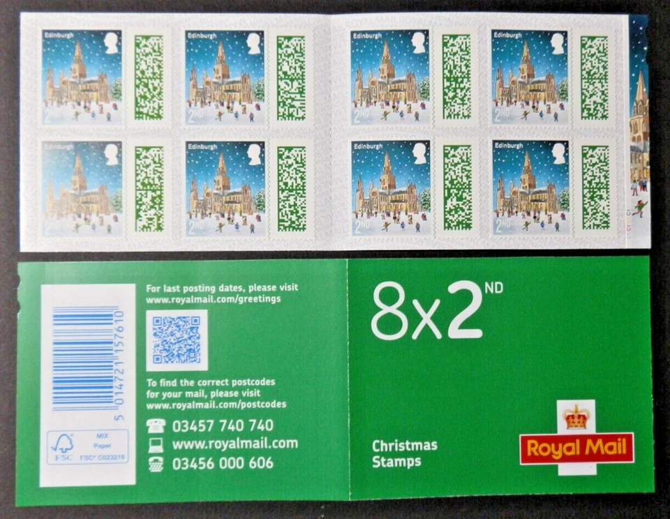 GB 2024 LX69 FOLLETO DE NAVIDAD DE 8 X SELLOS DE SEGUNDA CLASE - PB-sL CON CIL. NÚMEROS Foto 1 de 1