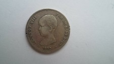 Alfonso xiii 2 pesetas 1892 p.g.m. Hairless stars loose but visible