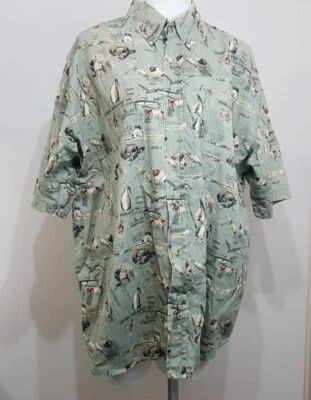 Camisa Oxford Michael Austin Rugged Wear Para Hombres Verde Blanco Pesca Manga Corta XL Foto 1 de 4