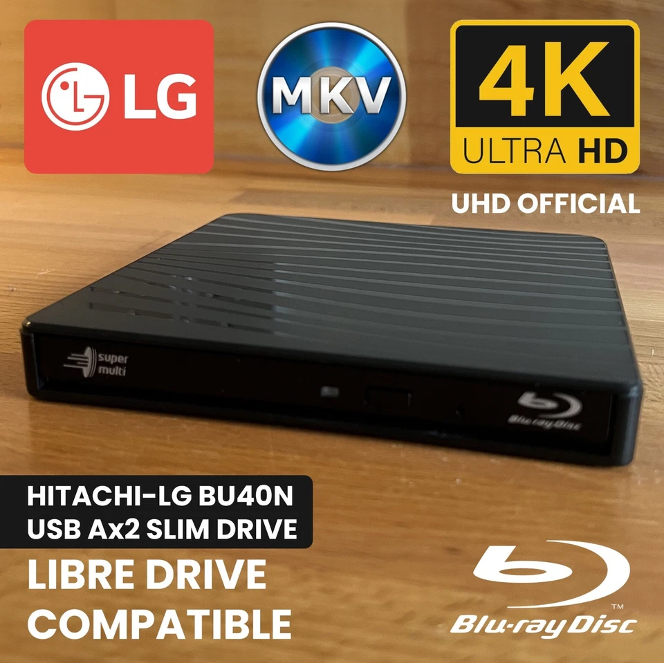 LG BU40N 1.03MK External USB-A x2 Libredrive Friendly 4K Blu Ray UHD MakeMKV - Image 1 of 4