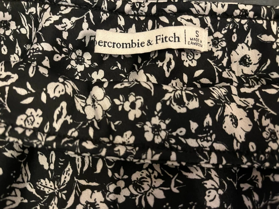 Abercrombie & Fitch, Black Floral Midi Skirt, Slinky Material, Size S - Image 1 of 2