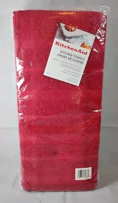 KitchenAid 4pk Albany Toallas de Cocina Algodón Rojo y Blanco y ROJO NUEVO Foto 1 de 4