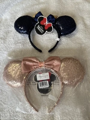 Lote de 2 lentejuelas Disney Minnie Ears nuevas con etiquetas oro marino Foto 1 de 4