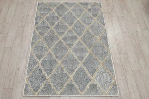 Black Beige Braided Jute Rug Block Print Geometric Area Carpet for Kitchen Room - Picture 1 of 13