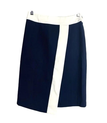 Falda Carmen Marc Valvo Mujer XS Azul Marino Marfil Katerini Colorblock Lápiz CV400551 Foto 1 de 4