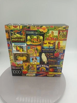 Cardinal Vintage Fruit Labels 1000 Pc Puzzle New Sealed Pieces - Image 1 of 3