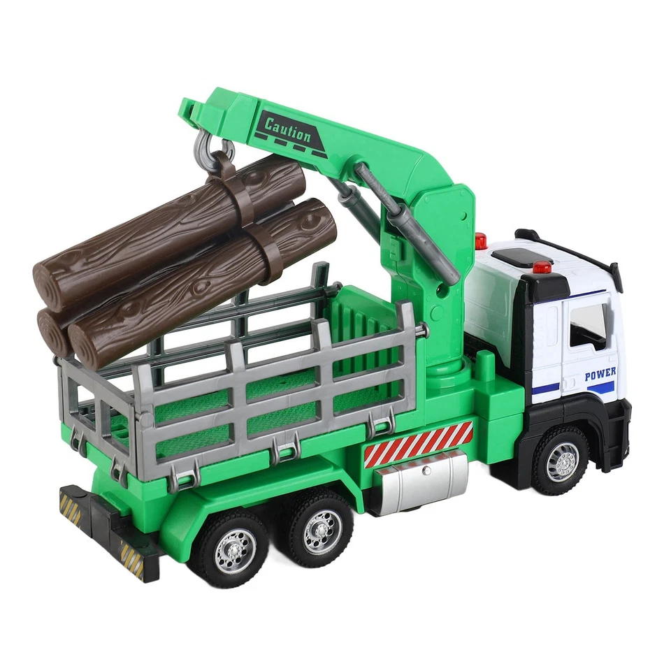 (Green)Logging Truck Toy 1:32 Loading Tractor Log Truck Toy Tilting Loading - Image 1 of 4