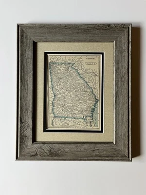 1934 "Blue" GEORGIA State Map by C.S. Hammond, Framed/Double Mat SEE DESCRIP - Image 1 of 3