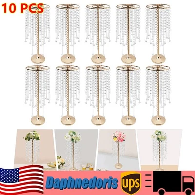 Centros de mesa con soporte de flores de cristal de 10 piezas para boda soporte de flores doradas Foto 1 de 4