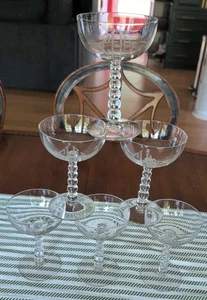 Vintage 6er Set Imperial Monogram CHH KERZENDOCHT 5,5" Kristall Champagner SSE - Bild 1 von 8