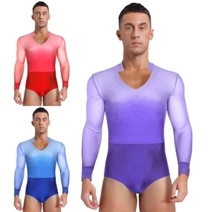 Mens Dancewear Latin Jumpsuit Performance Bodysuit Crotch Leotard Rumba Samba - Picture 1 of 48