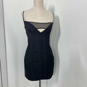 Abito Mistress Rocks Stargazer donna S nero maglia mini semi trasparente cocktail party - Foto 1 di 8