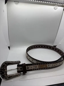 Nocona Western Damen Gürtel Leder Nieten Kalbshaar Strass braun N320004102 - Bild 1 von 5