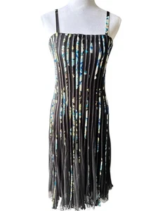 Whimsigoth Fit N Flare Mesh Ribbon Trim Spaghetti Strap Midi Corset Look Dress - Picture 1 of 10
