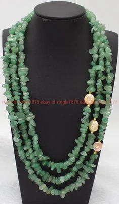 3 Rows Natural 5-8mm Aventurine Gravel Chip Beads Irregular Gems Necklace17-19in - Image 1 of 4