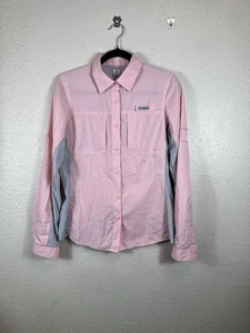 Columbia Womens Small Omni-Freeze Zero Pink Grey LS Shirt Fishing Hiking - Picture 1 of 9