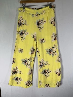 Anthropologie FEATHER BONE SZ 6 Talese Yellow Floral Wide-Leg Crop Pants classic - Image 1 of 4