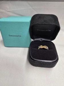Jean Schlumberger by Tiffany & Co. 18K/PLAT Rope Three-row X Ring - Size 6 w Box - Picture 1 of 16